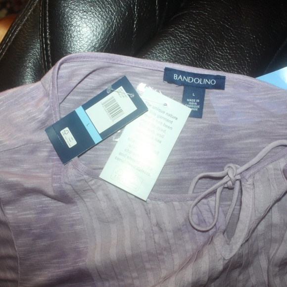 BANDOLINO DANIELLA Soft Plum Hand Dyed High Low Tunic Top 3/4 sleeve Large NEW… - Picture 4 of 4